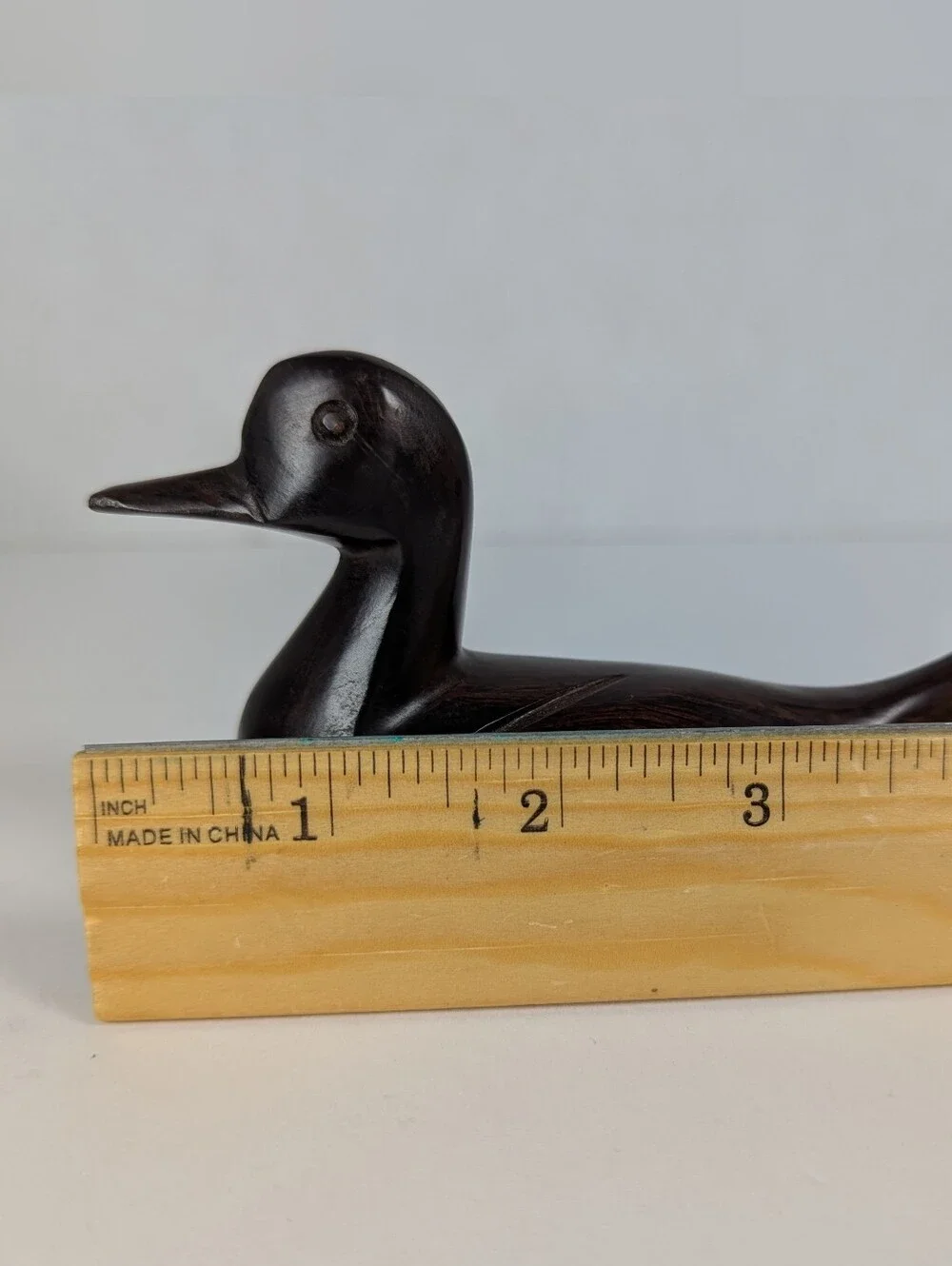 Vintage Set of 3 Carved Wooden Ducks Dark Hardwood Chinese 9